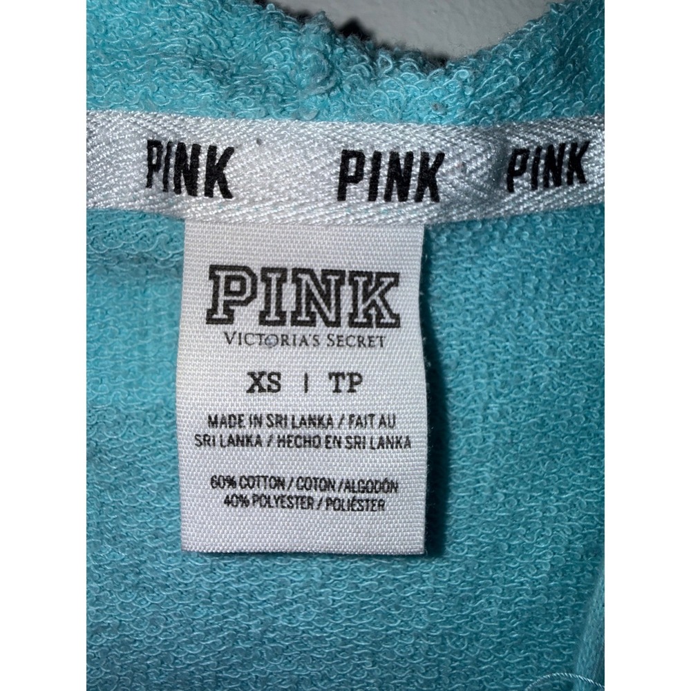 PINK Victoria's Secret Aqua Blue Oversized Hoodie Sweatshirt XS Pullover Logo - Picture 3 of 5